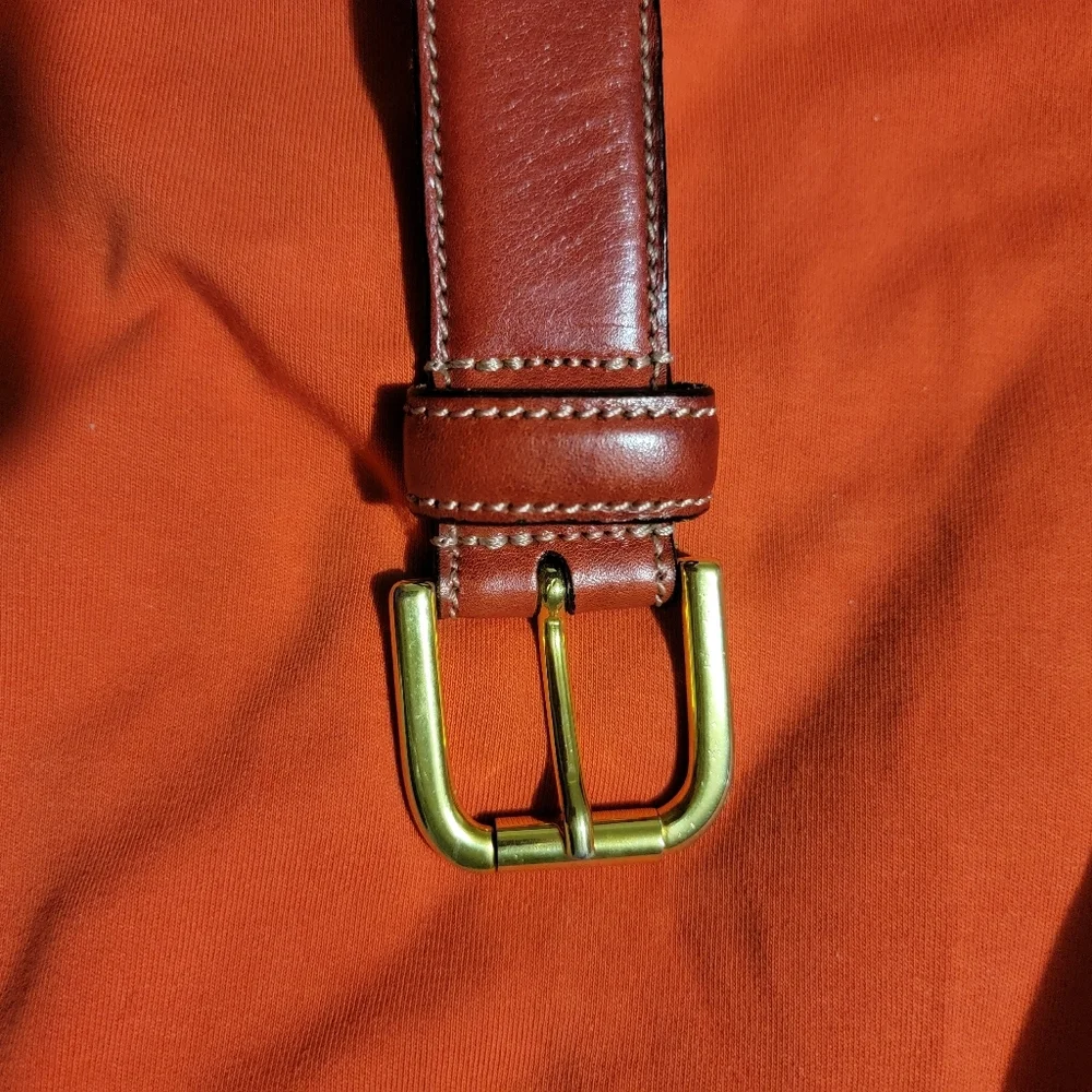 Gianfranco Ferre Red Leather Belt with Gold Accents - Picture 3 of 9